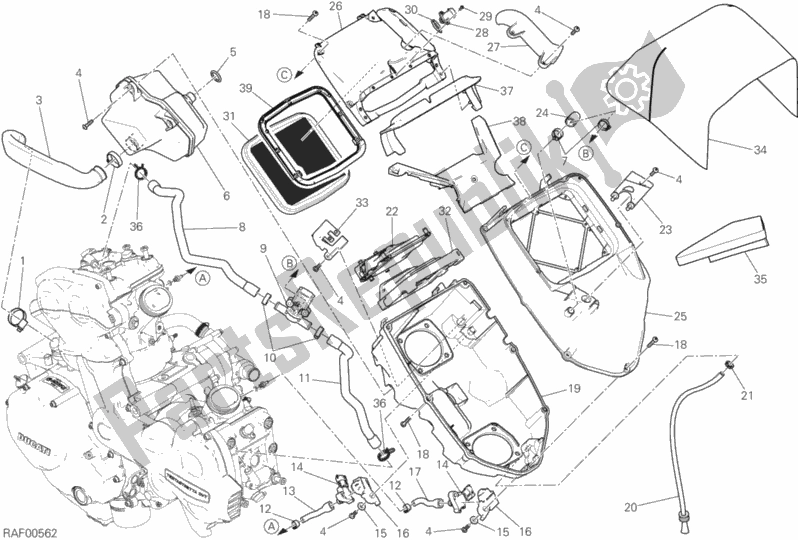 All parts for the Intake of the Ducati Multistrada 1200 Enduro Touring Pack Brasil 2018
